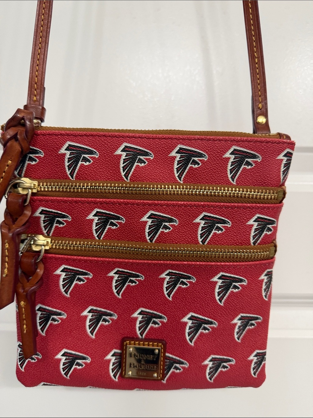 Dooney & Bourke  Atlanta Falcons Logo Crossbody with Brown Trim